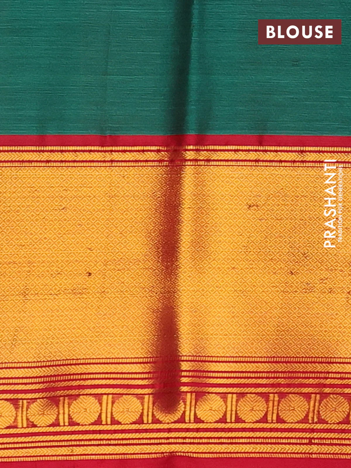 Narayanpet cotton saree green and maroon with plain body and long zari woven border - Image 4