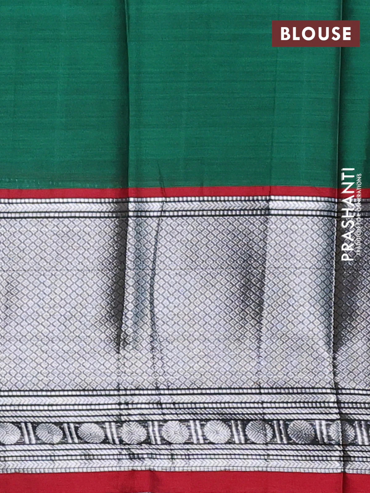 Narayanpet cotton saree green and maroon with plain body and long zari woven border - Image 4