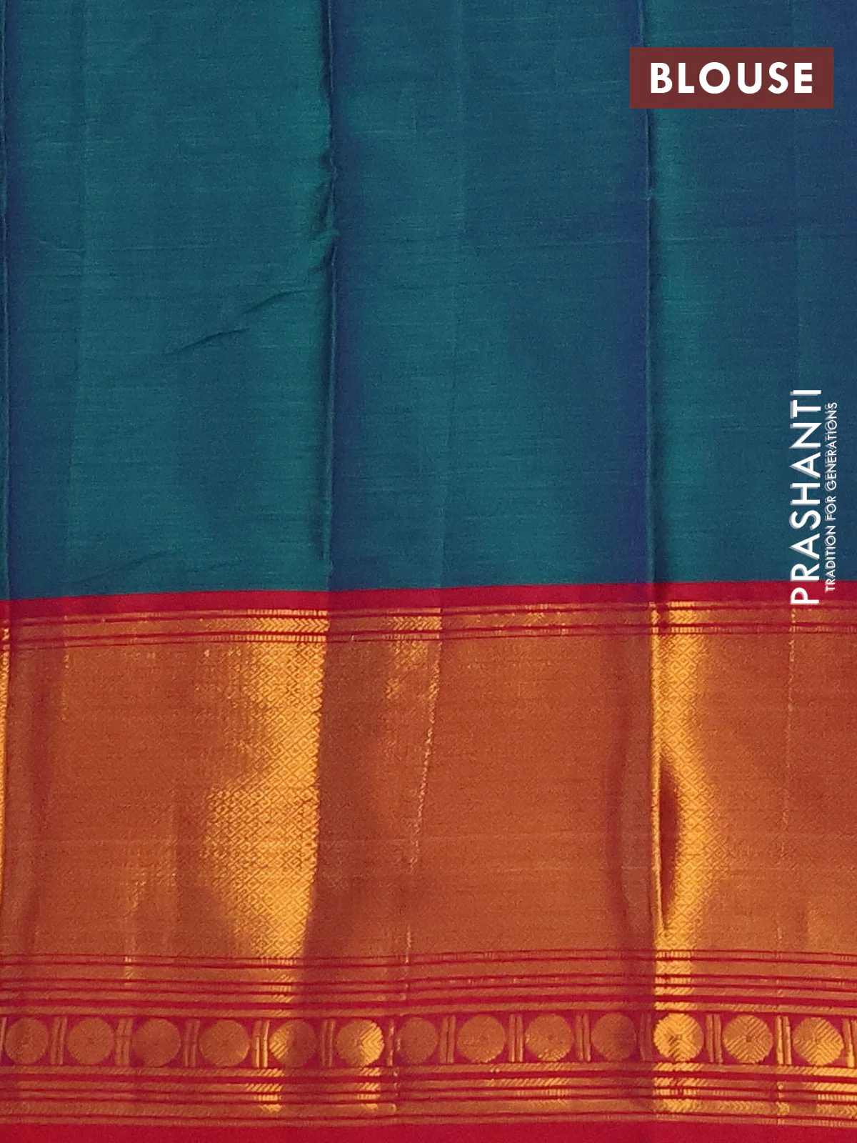 Narayanpet cotton saree green and maroon with plain body and long zari woven border - Image 4