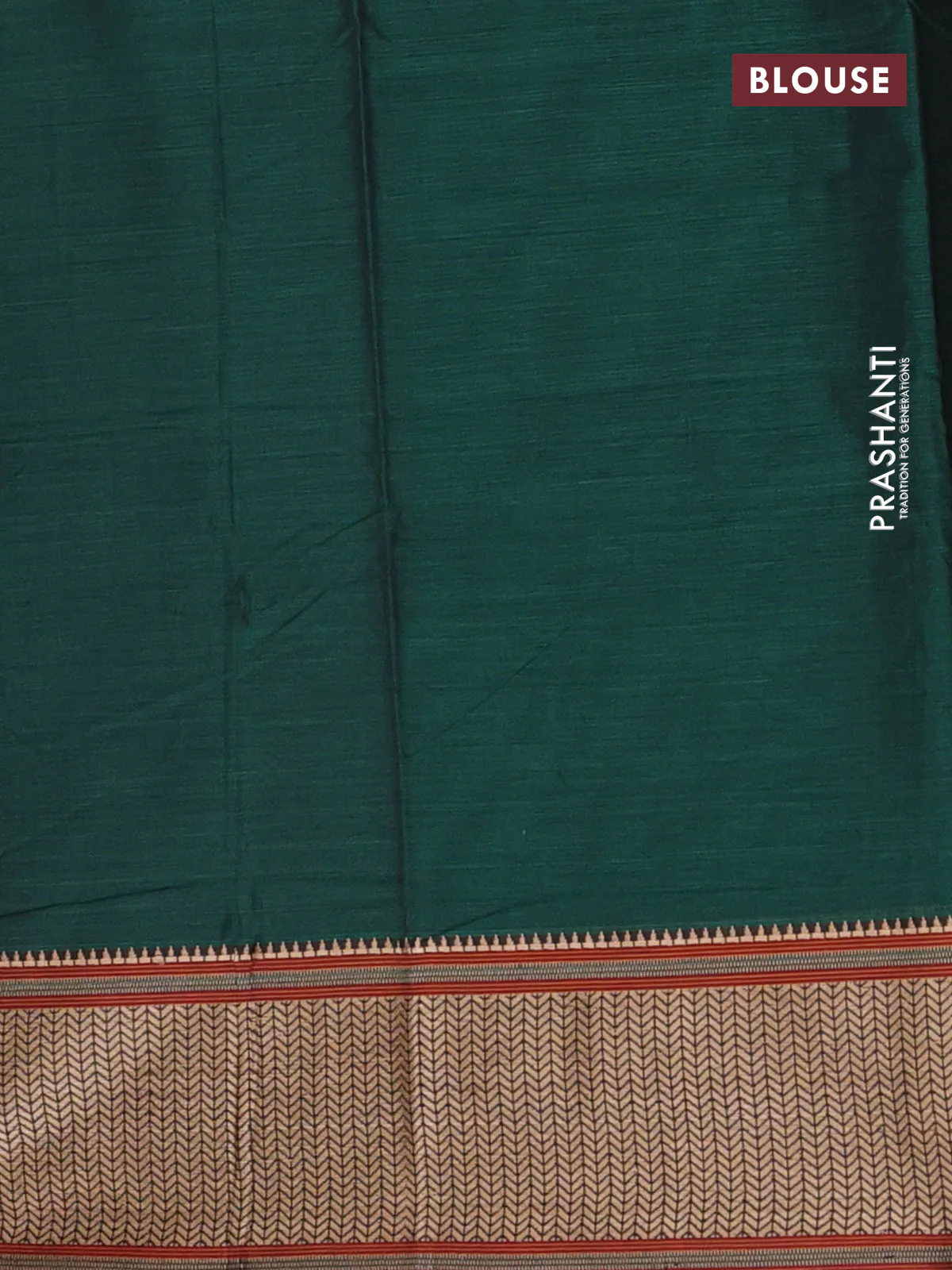 Narayanpet cotton saree green and maroon with plain body and thread woven border - Image 4