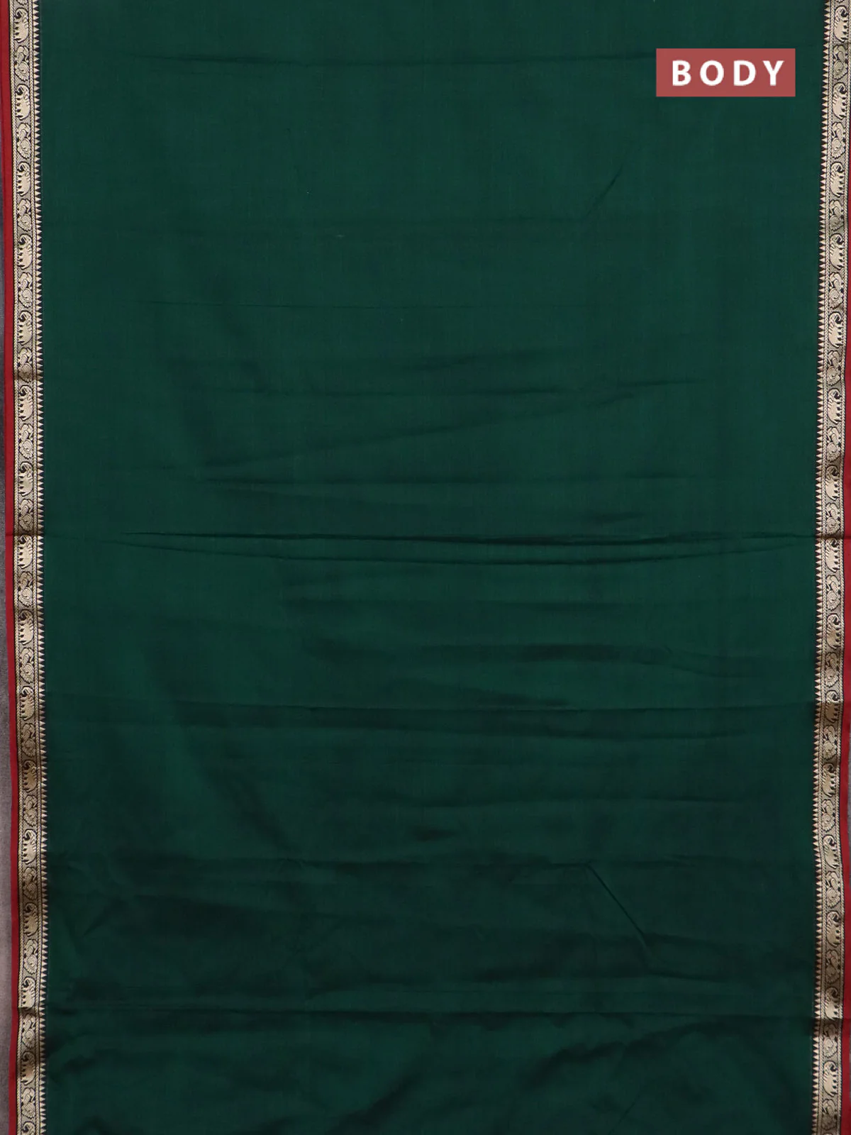 Narayanpet cotton saree green and maroon with plain body and thread woven border - Image 6