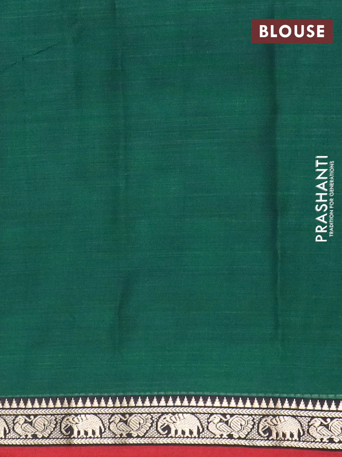Narayanpet cotton saree green and maroon with plain body and thread woven border - Image 8