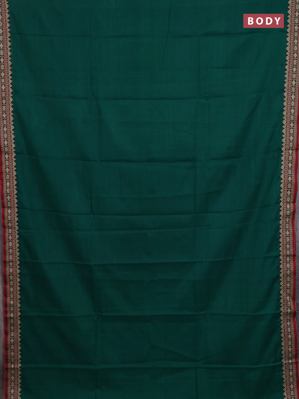 Narayanpet cotton saree green and maroon with plain body and thread woven border - Image 2