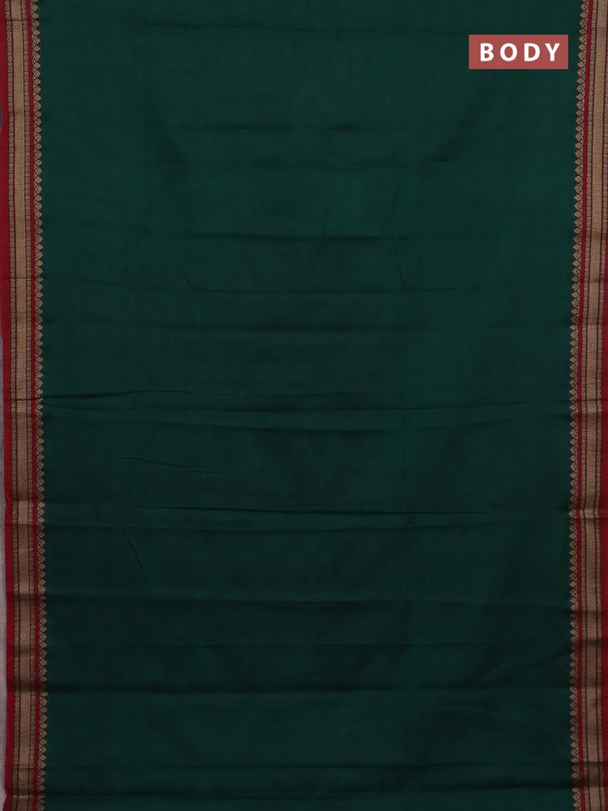 Narayanpet cotton saree green and maroon with plain body and thread woven border - Image 2