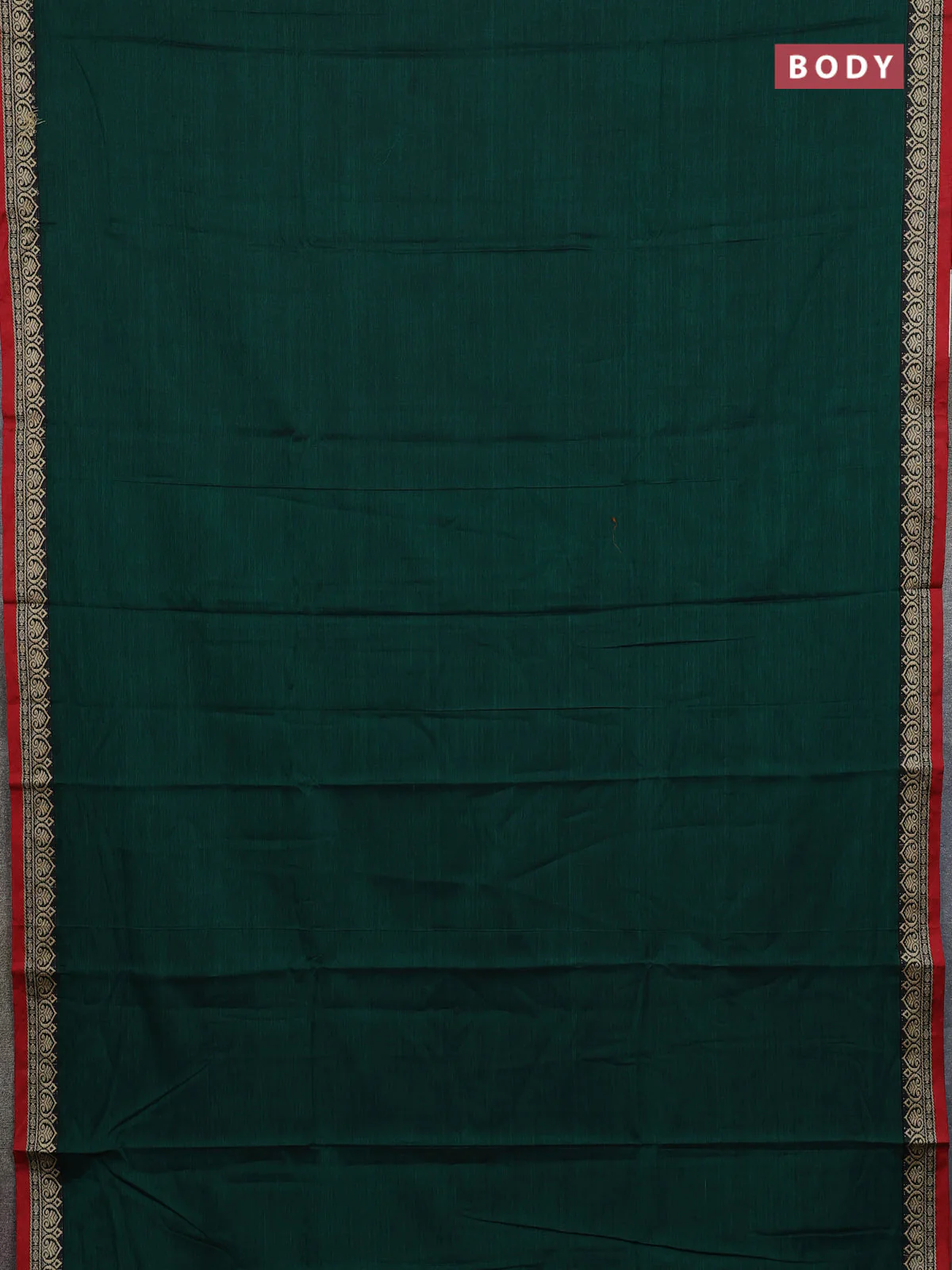 Narayanpet cotton saree green and maroon with plain body and thread woven border - Image 2