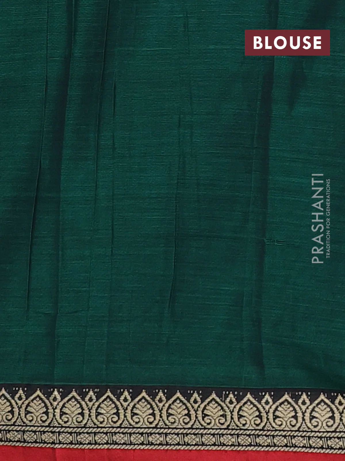 Narayanpet cotton saree green and maroon with plain body and thread woven border - Image 4