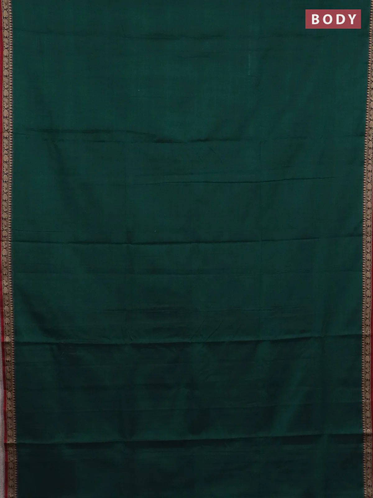 Narayanpet cotton saree green and maroon with plain body and thread woven border - Image 2
