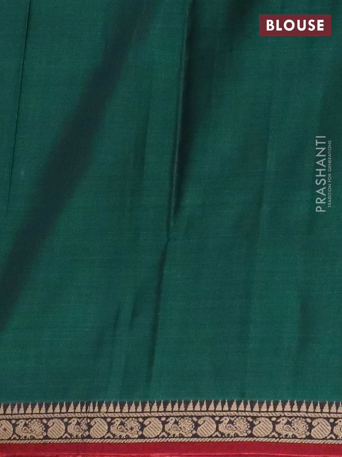 Narayanpet cotton saree green and maroon with plain body and thread woven border - Image 4