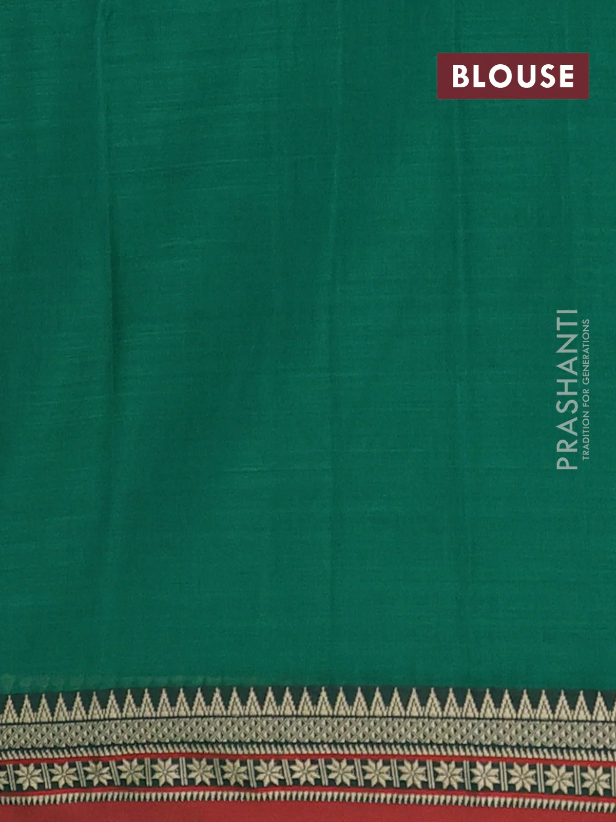 Narayanpet cotton saree green and orange with plain body and thread woven border - Image 4