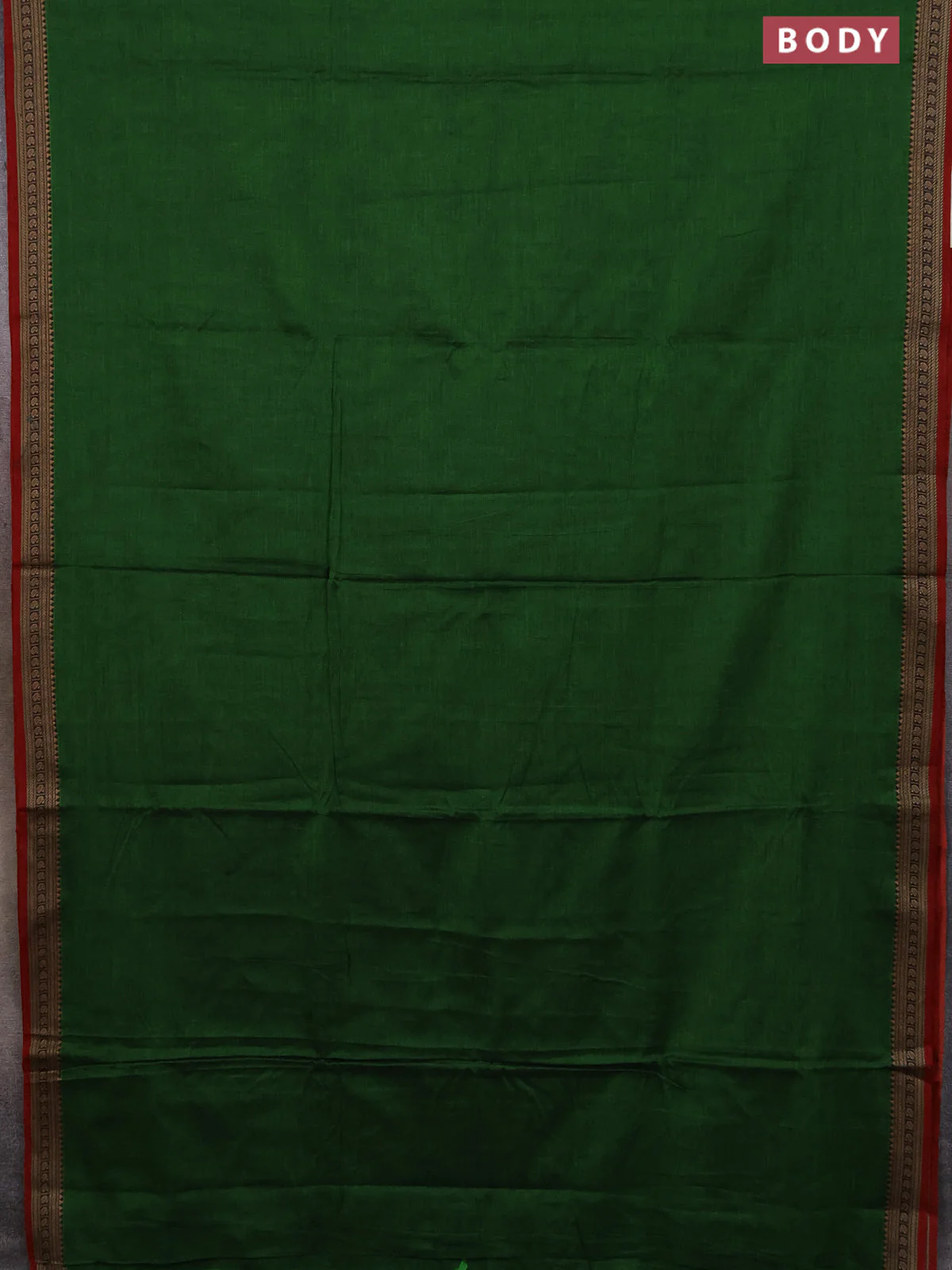 Narayanpet cotton saree green and rust shade with plain body and thread woven border - Image 2