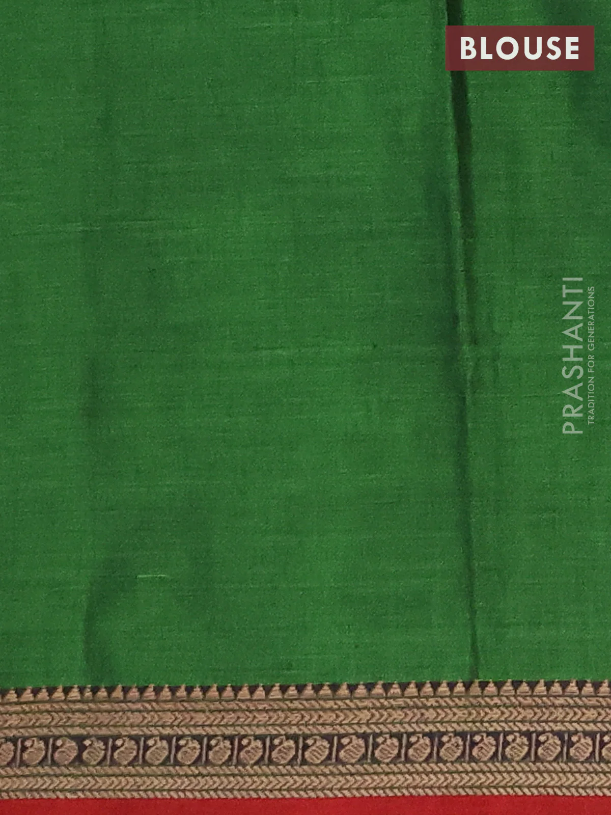 Narayanpet cotton saree green and rust shade with plain body and thread woven border - Image 4