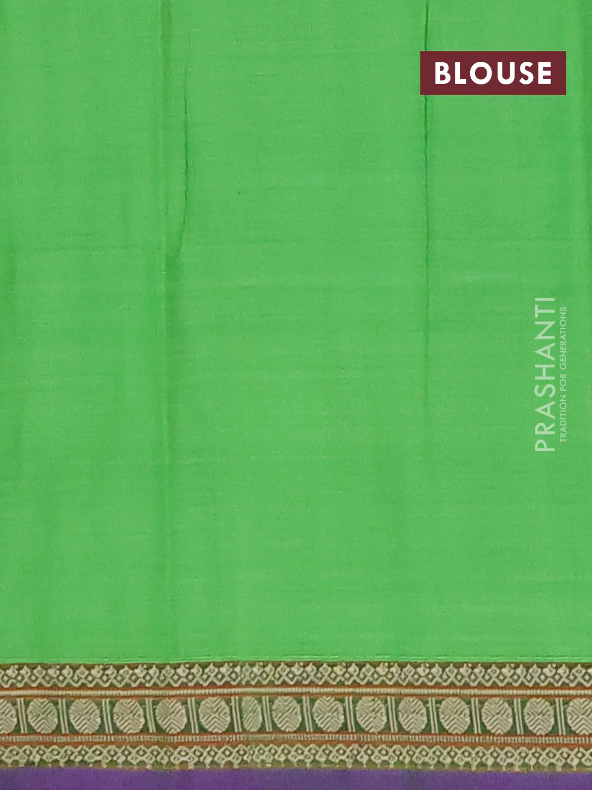 Narayanpet cotton saree green and violet with plain body and thread woven border - Image 4