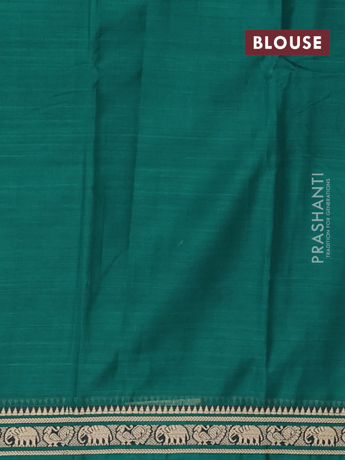 Narayanpet cotton saree green with plain body and thread woven border - Image 4