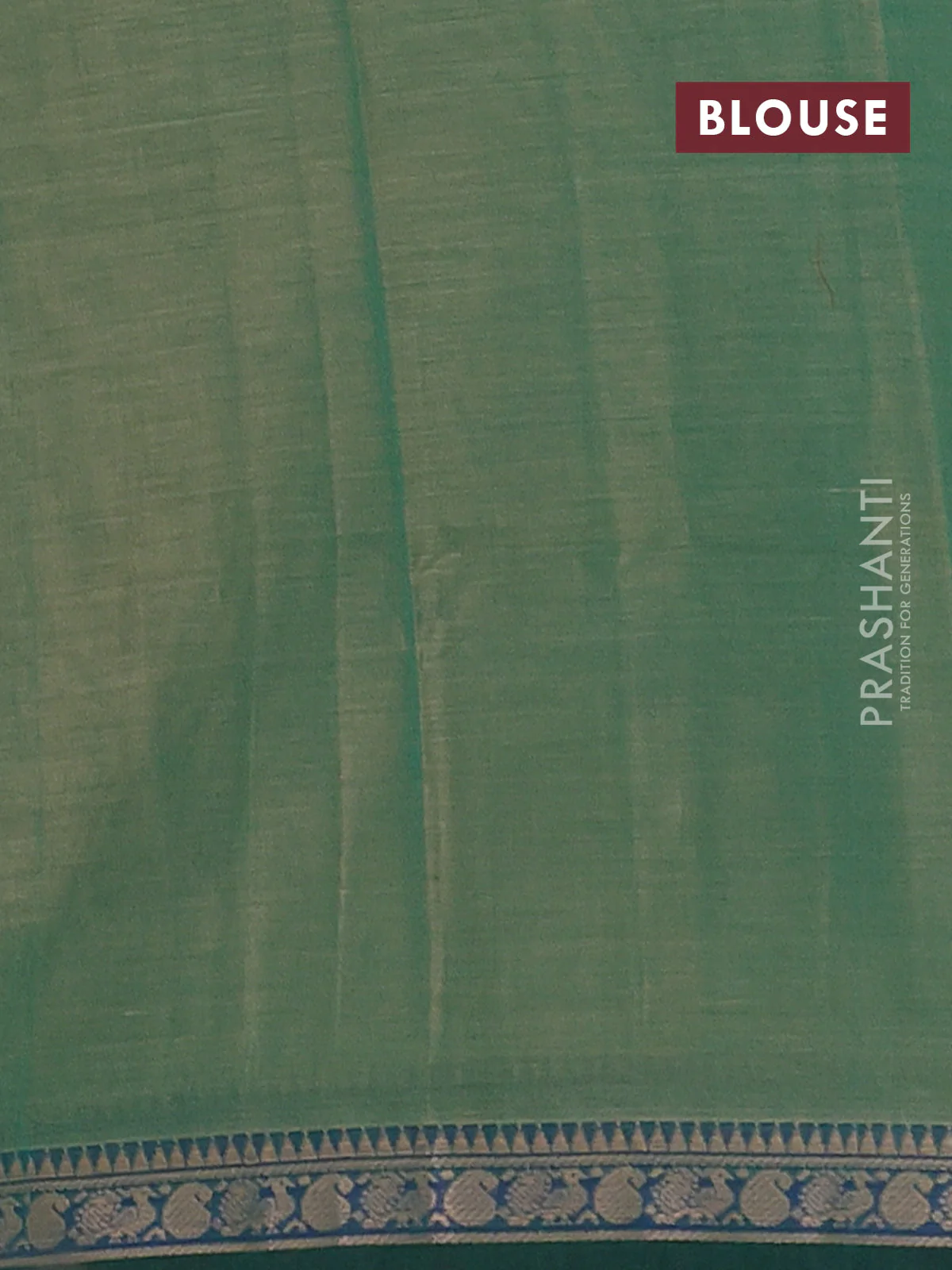 Narayanpet cotton saree green with plain body and thread woven border - Image 4