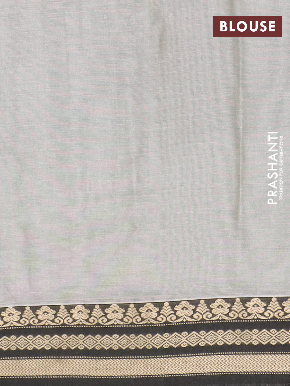 Narayanpet cotton saree grey and black with plain body and thread woven border - Image 4