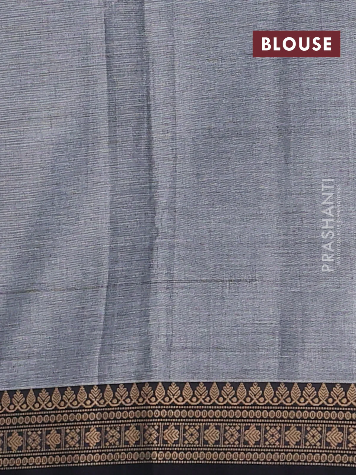 Narayanpet cotton saree grey and black with plain body and thread woven border - Image 4