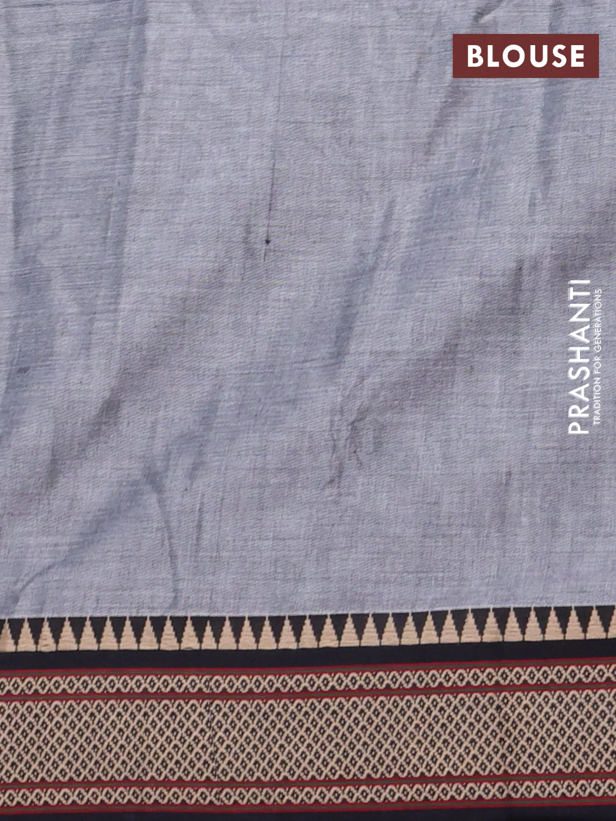 Narayanpet cotton saree grey and black with plain body and thread woven border - Image 4