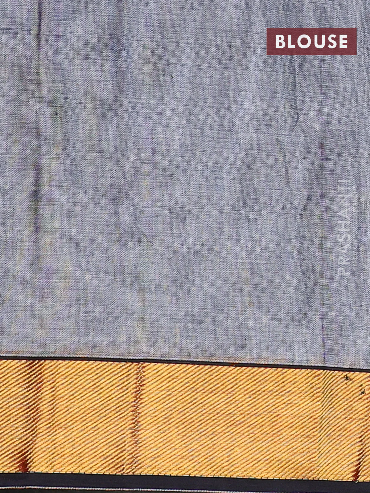 Narayanpet cotton saree grey and black with plain body and zari woven border - Image 4