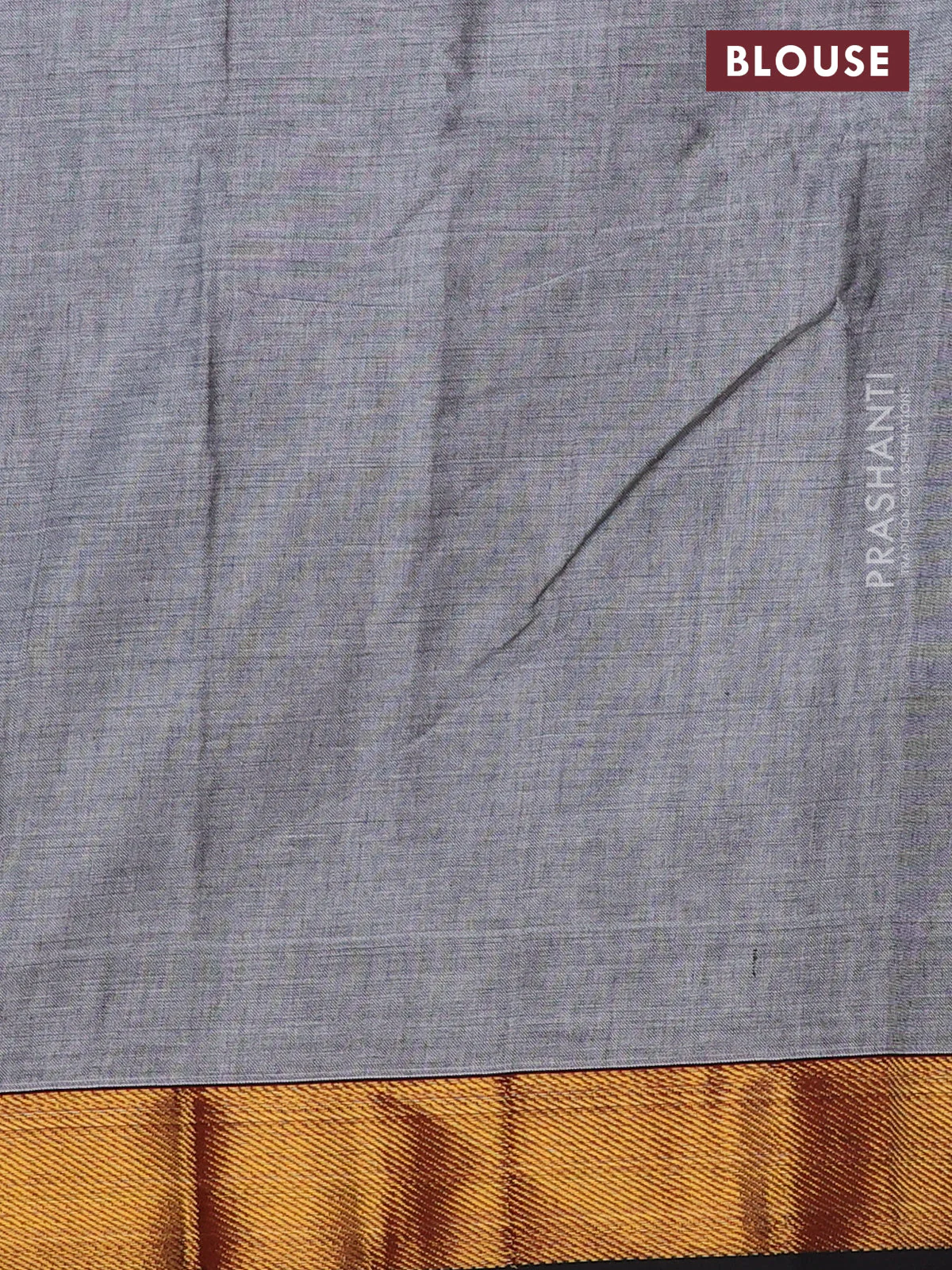 Narayanpet cotton saree grey and black with plain body and zari woven border - Image 4