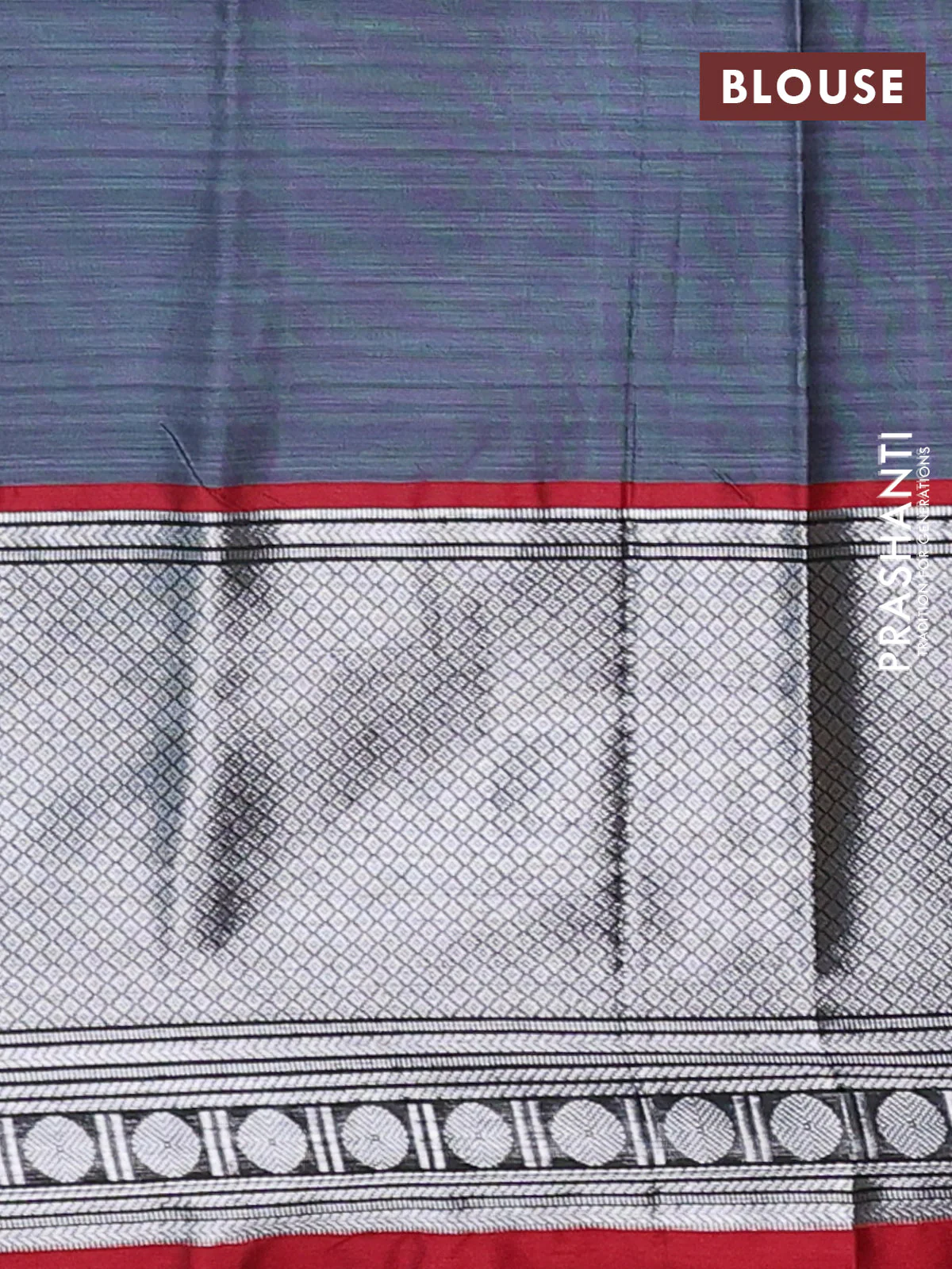 Narayanpet cotton saree grey and maroon with plain body and long zari woven border - Image 4