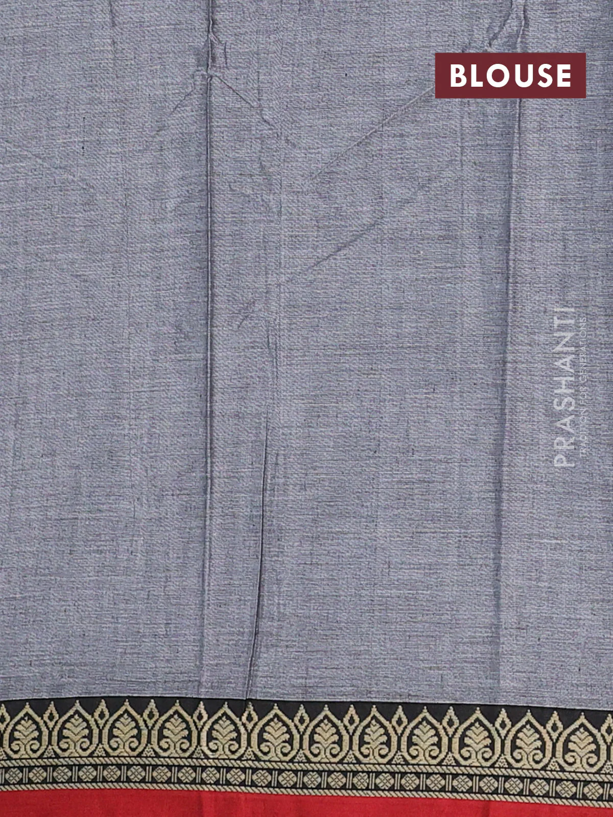 Narayanpet cotton saree grey and maroon with plain body and thread woven border - Image 4