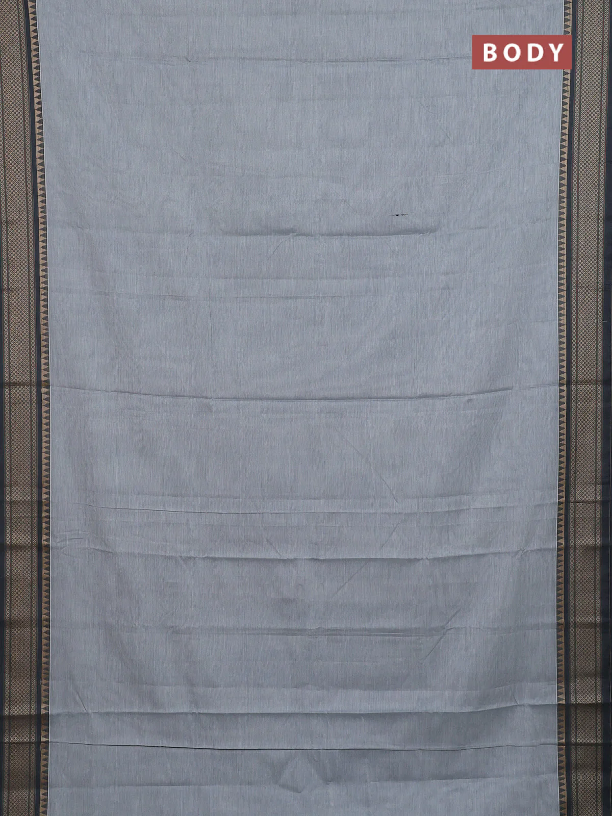 Narayanpet cotton saree grey with plain body and thread woven border - Image 2