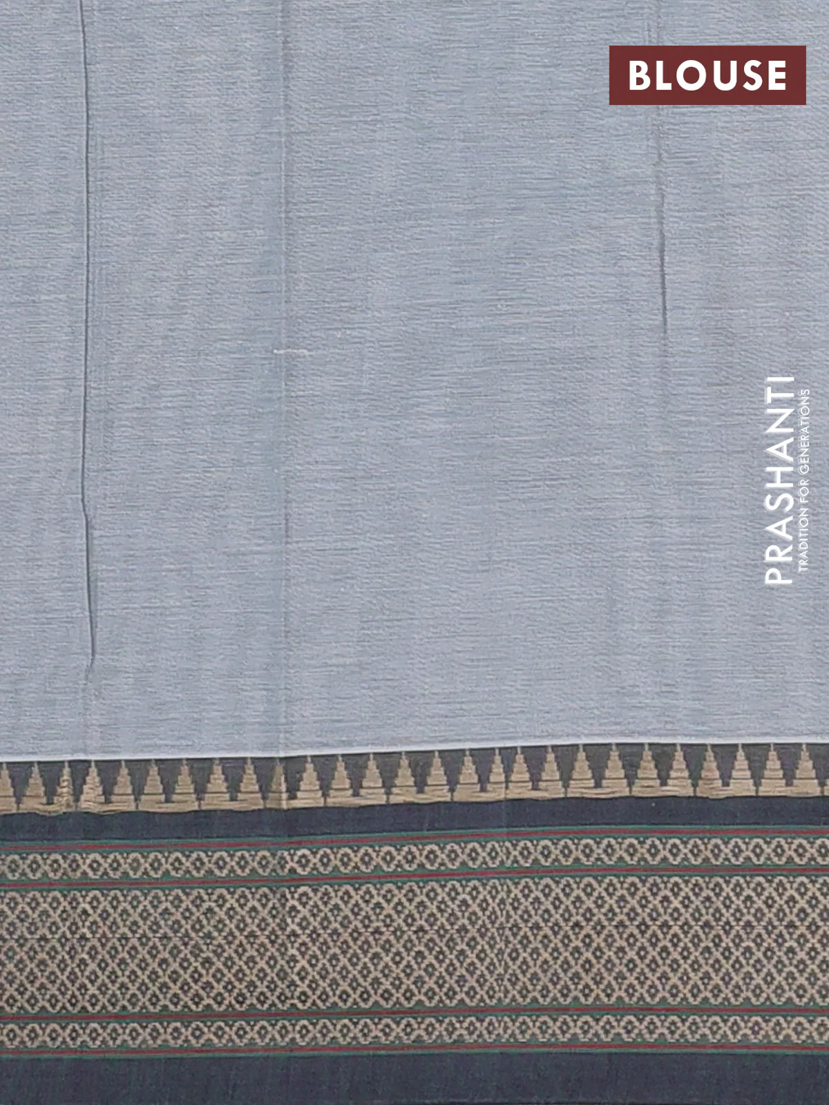 Narayanpet cotton saree grey with plain body and thread woven border - Image 4