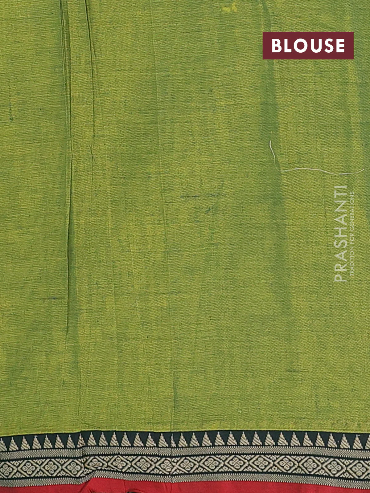 Narayanpet cotton saree light green and maroon with plain body and thread woven border - Image 4