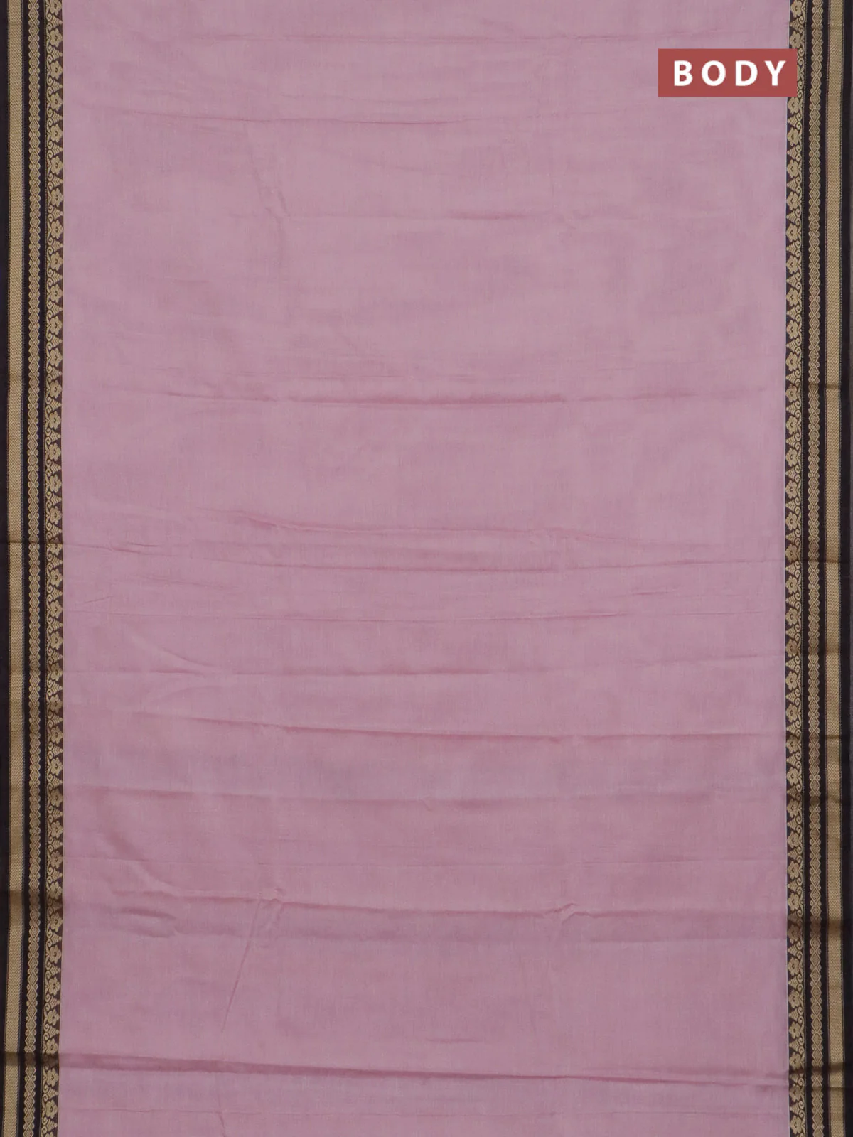 Narayanpet cotton saree light pink and brown with plain body and thread woven border - Image 2