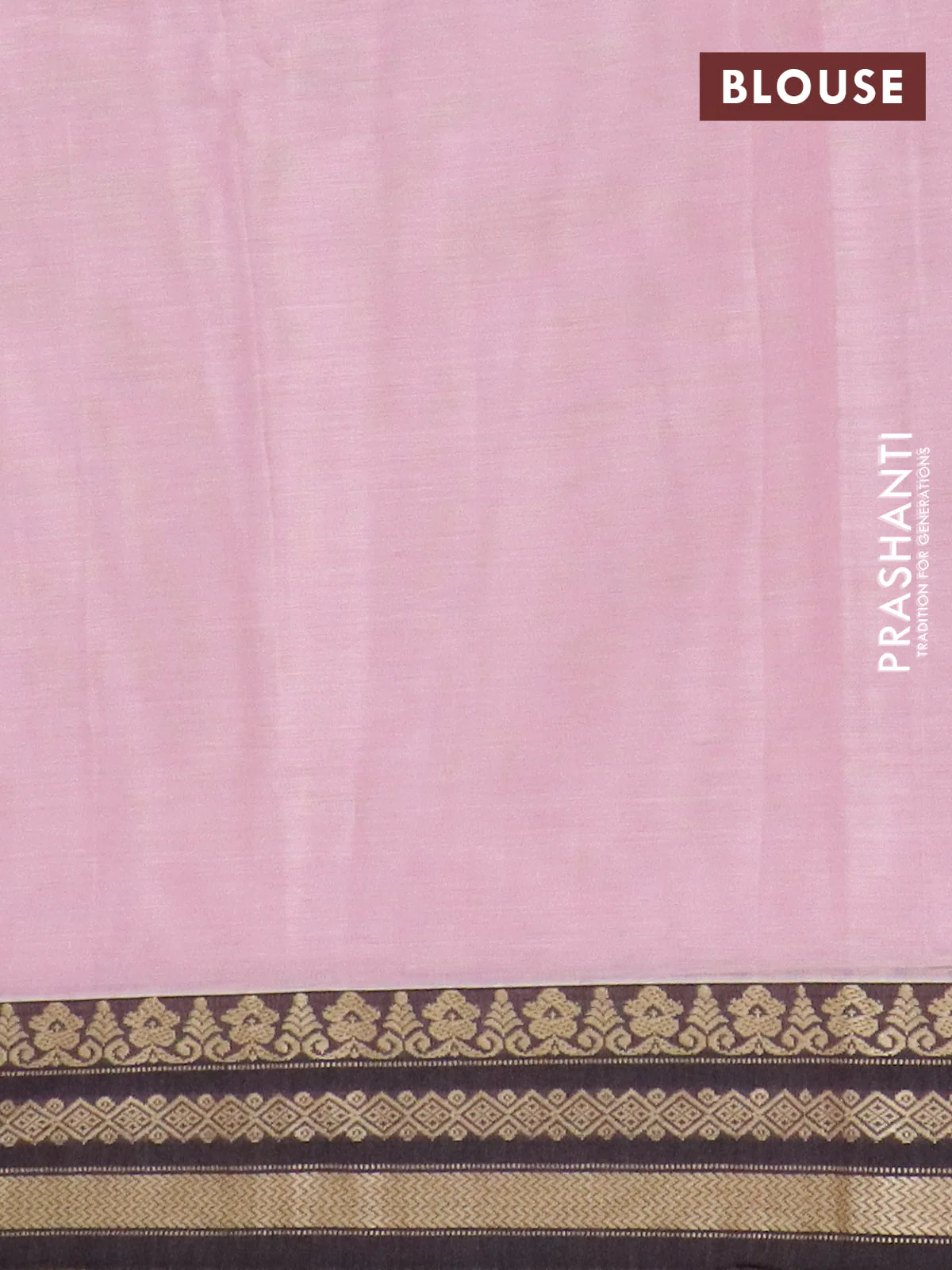 Narayanpet cotton saree light pink and brown with plain body and thread woven border - Image 4