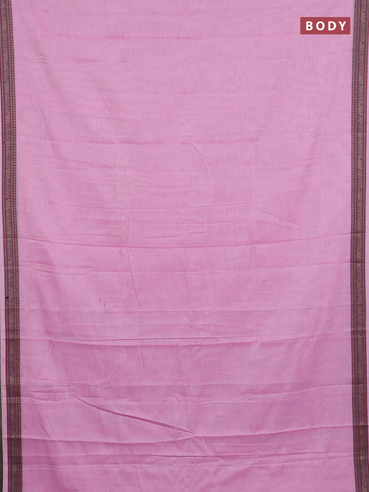 Narayanpet cotton saree light pink with plain body and thread woven border - Image 2
