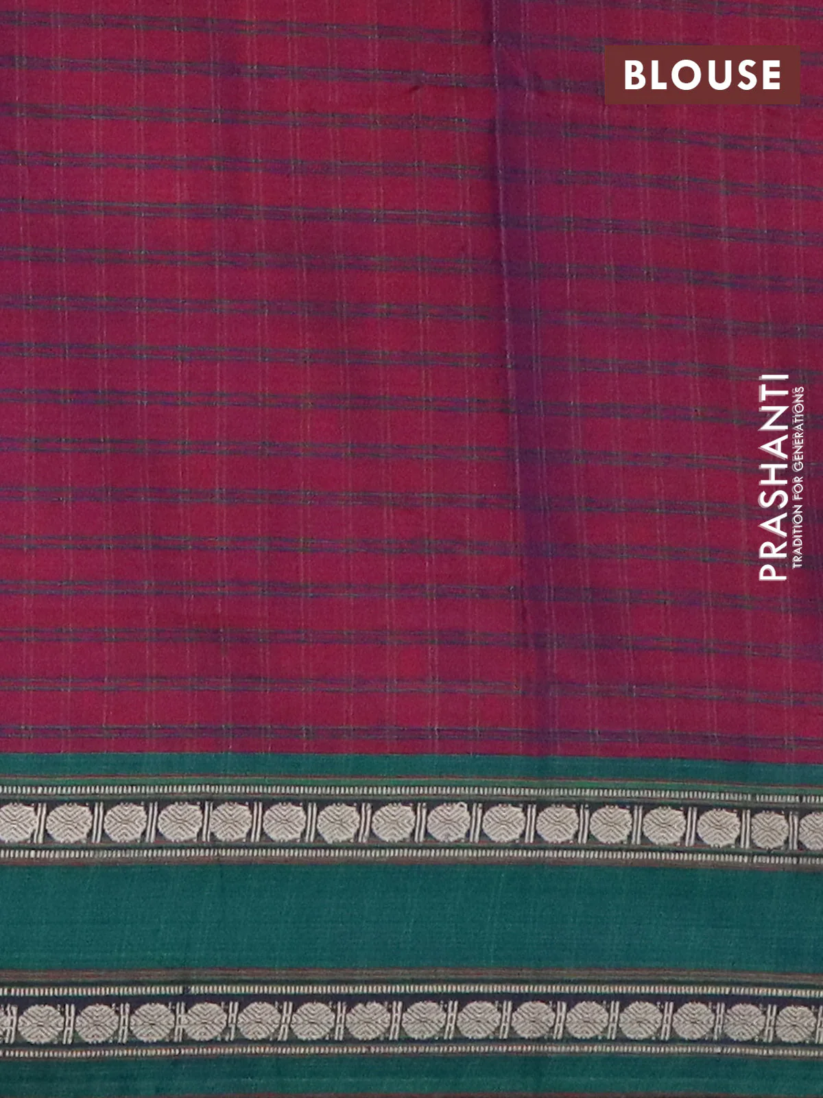 Narayanpet cotton saree magenta pink and green with allover checked pattern and rettapet thread woven border - Image 4