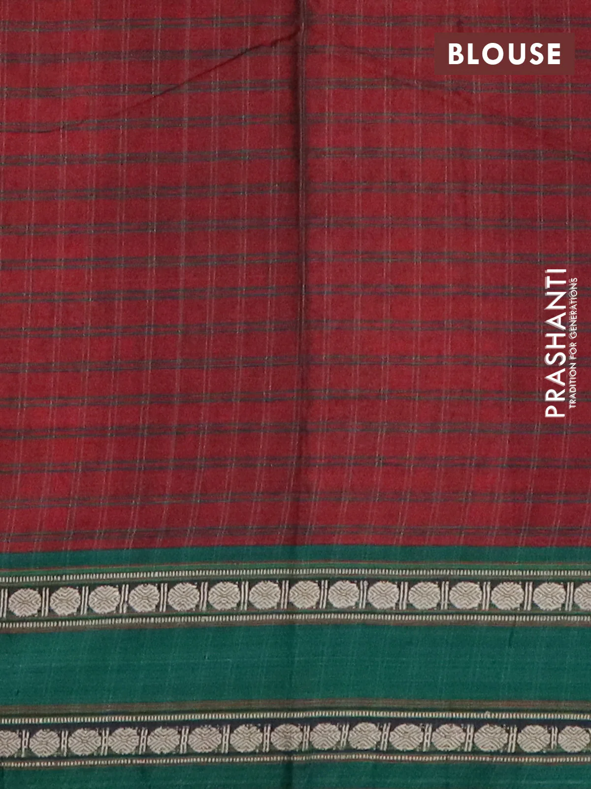 Narayanpet cotton saree maroon and green with allover checked pattern and rettapet thread woven border - Image 4