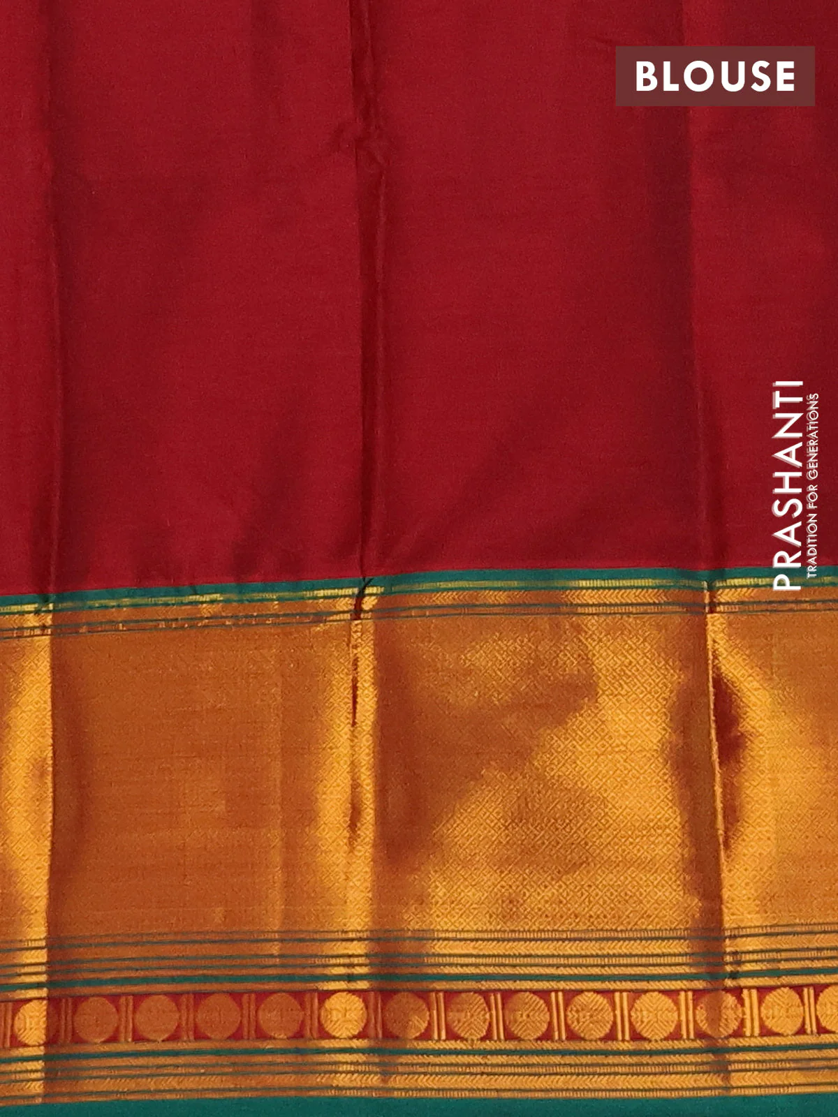 Narayanpet cotton saree maroon and green with plain body and long zari woven border - Image 4