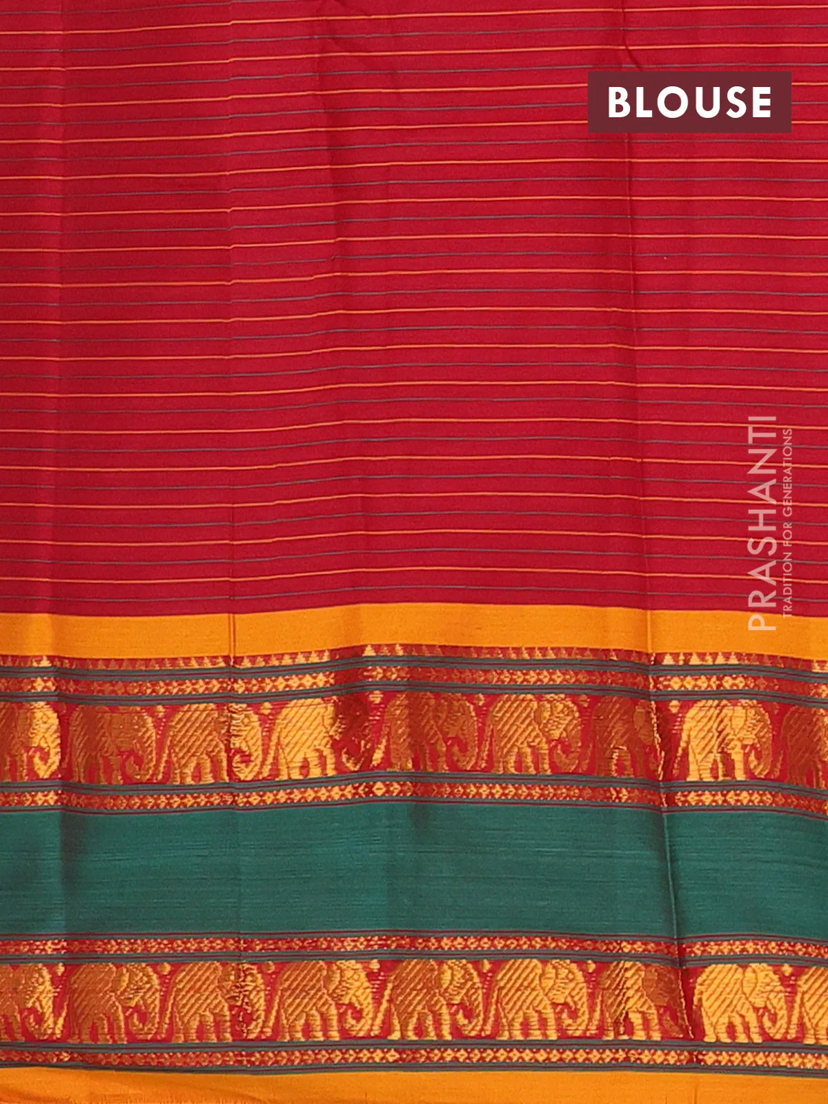 Narayanpet cotton saree maroon and mustard yellow with allover thread weaves and rettapet zari woven border - Image 4