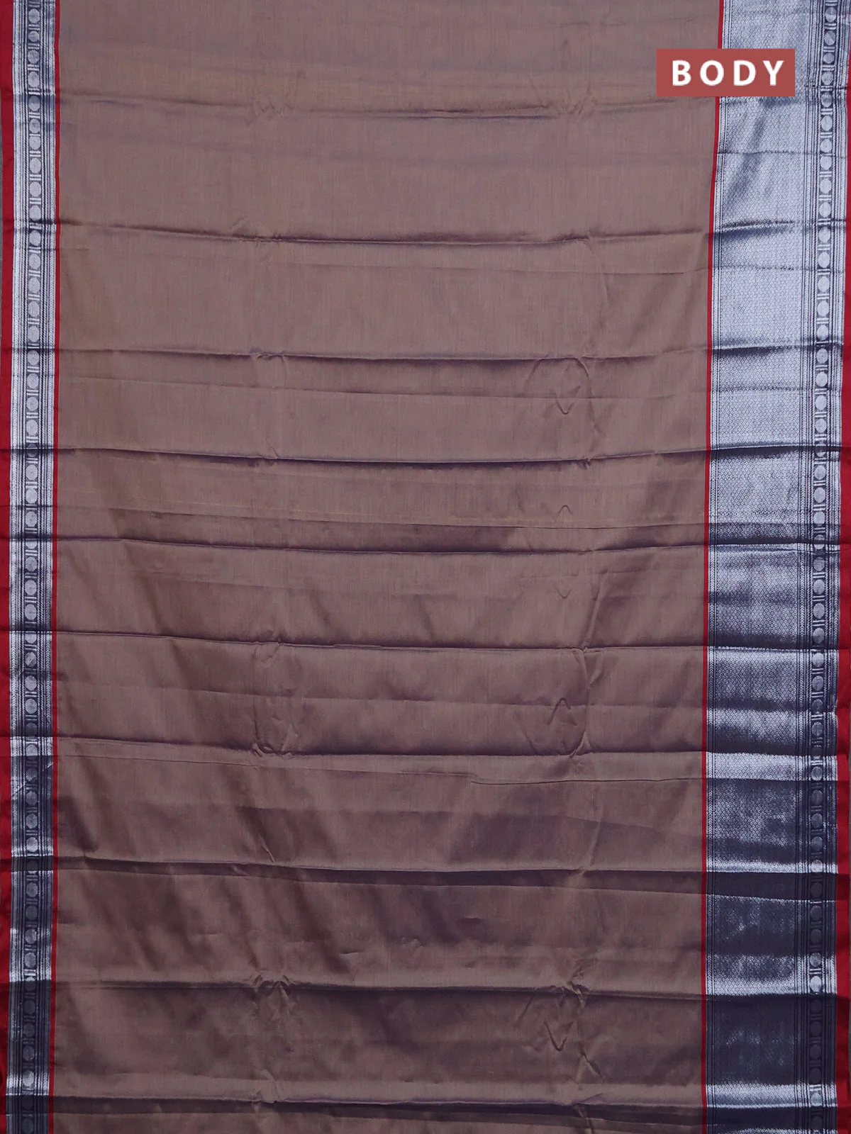 Narayanpet cotton saree maroon shade and maroon with plain body and long zari woven border - Image 2