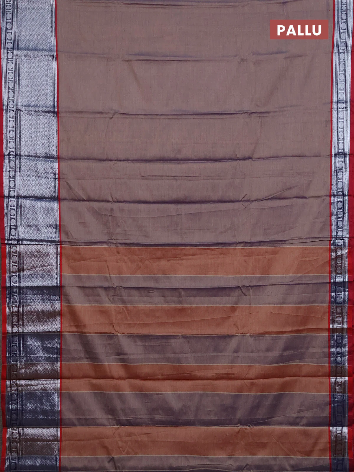 Narayanpet cotton saree maroon shade and maroon with plain body and long zari woven border - Image 3