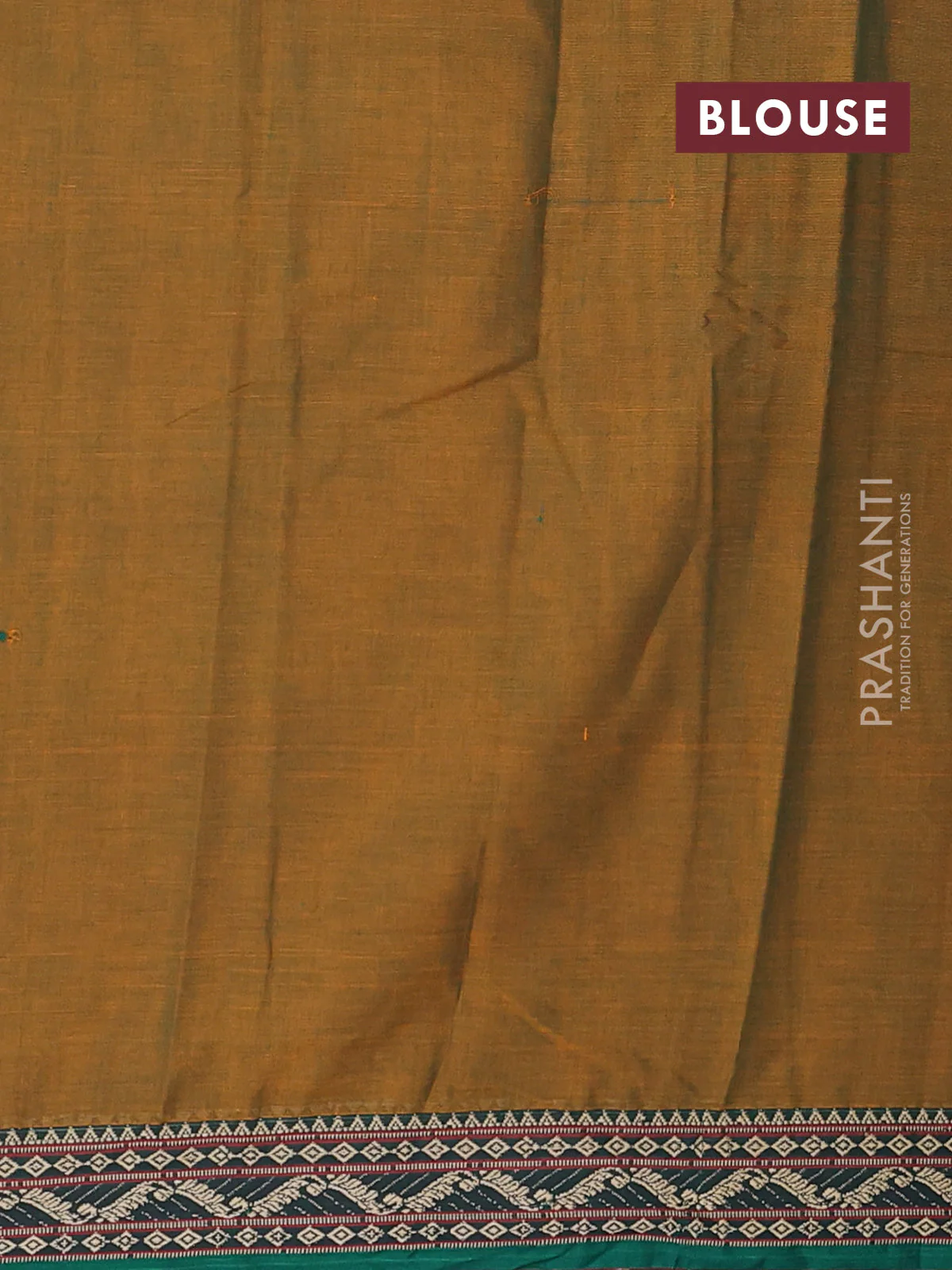 Narayanpet cotton saree mustard green and green with plain body and thread woven border - Image 4