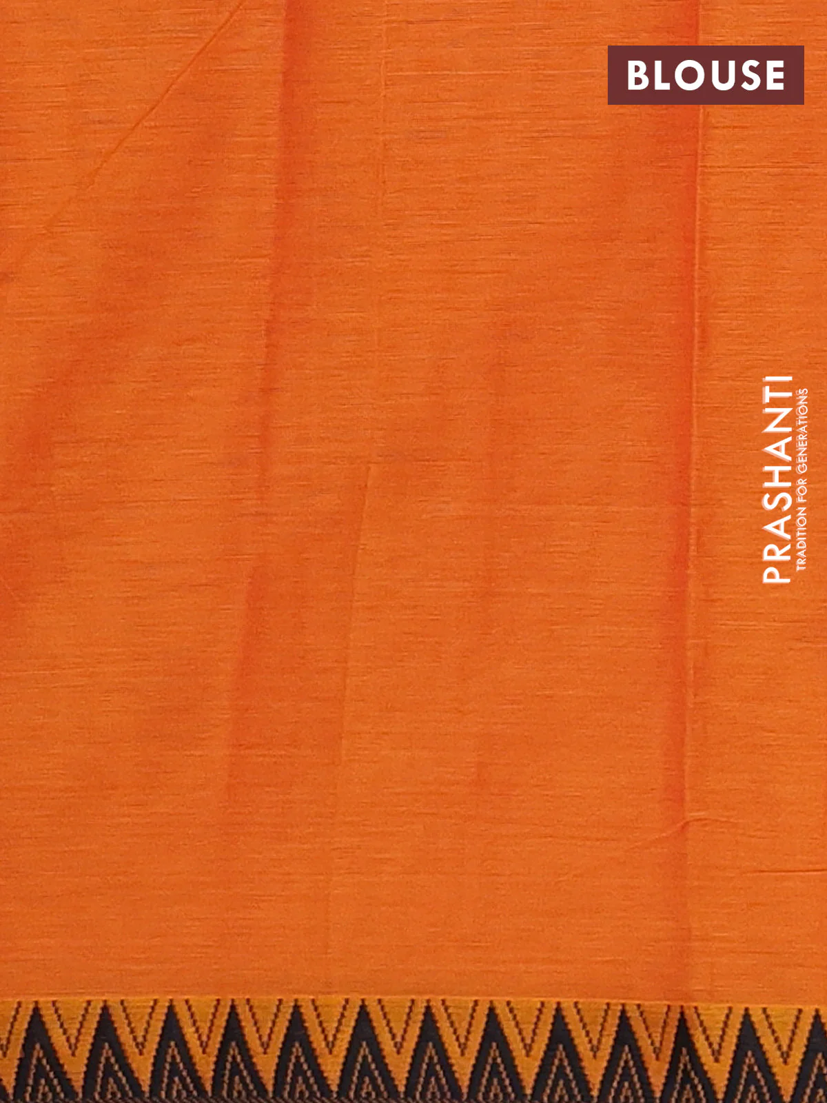 Narayanpet cotton saree orange and black with plain body and temple thread woven border - Image 4