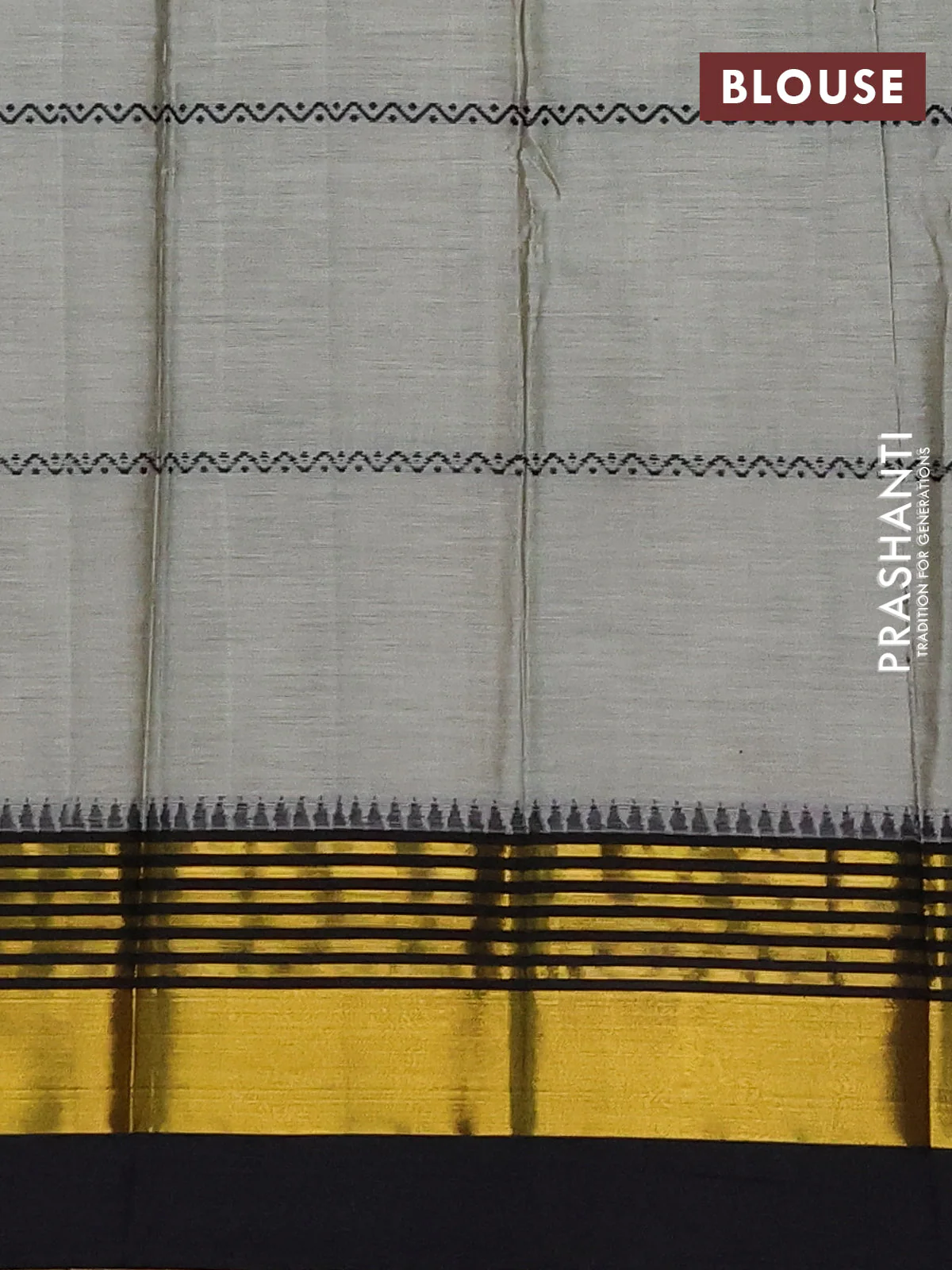 Narayanpet cotton saree pastel green and black with thread weaves and zari woven border - Image 4