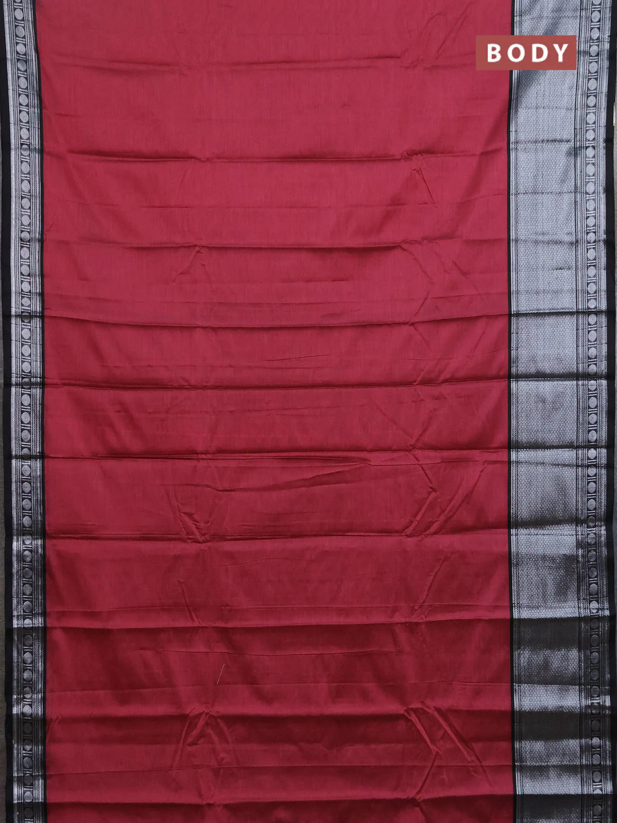Narayanpet cotton saree pastel maroon and black with plain body and long zari woven border - Image 2