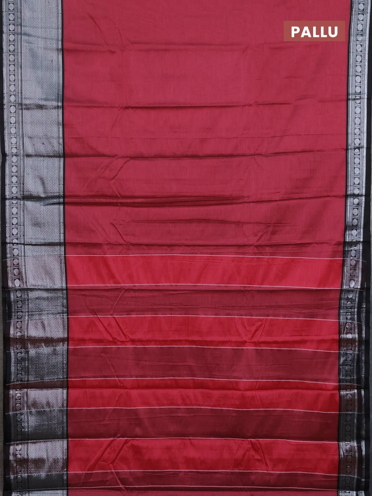 Narayanpet cotton saree pastel maroon and black with plain body and long zari woven border - Image 3