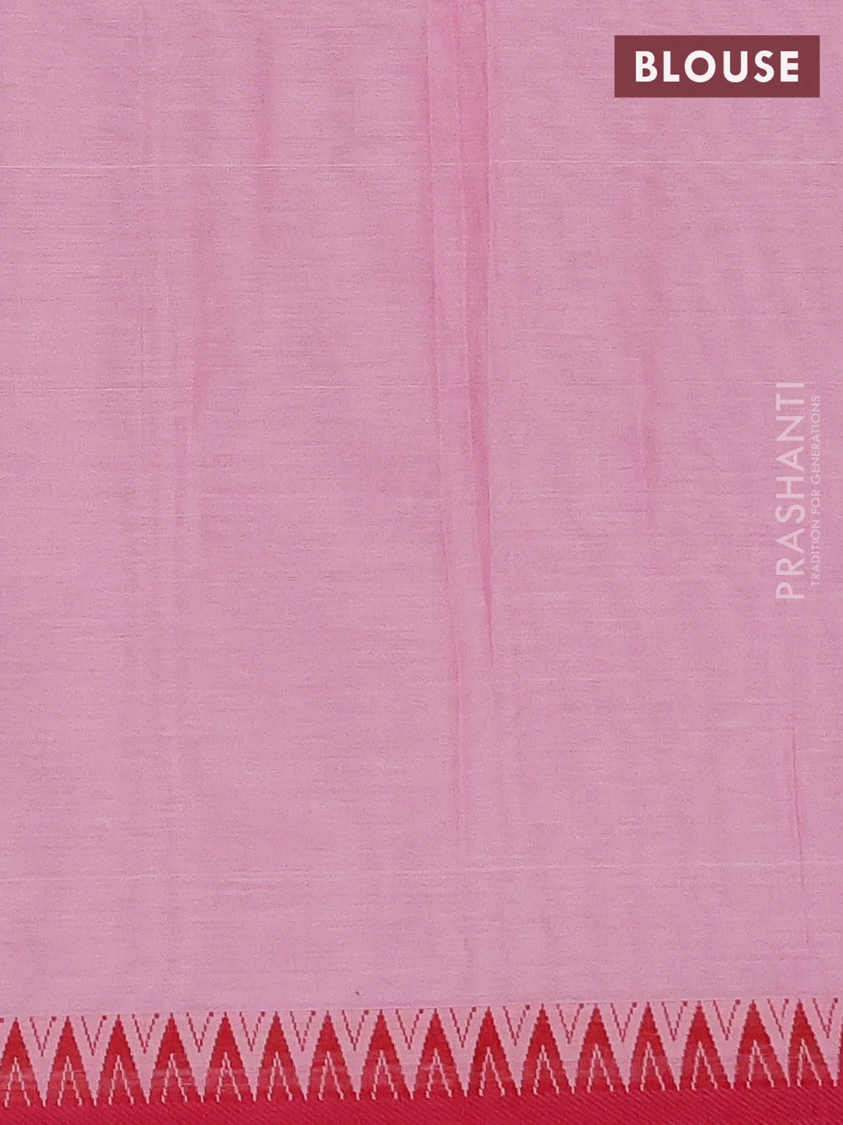 Narayanpet cotton saree peach pink and maroon with plain body and temple thread woven border - Image 4