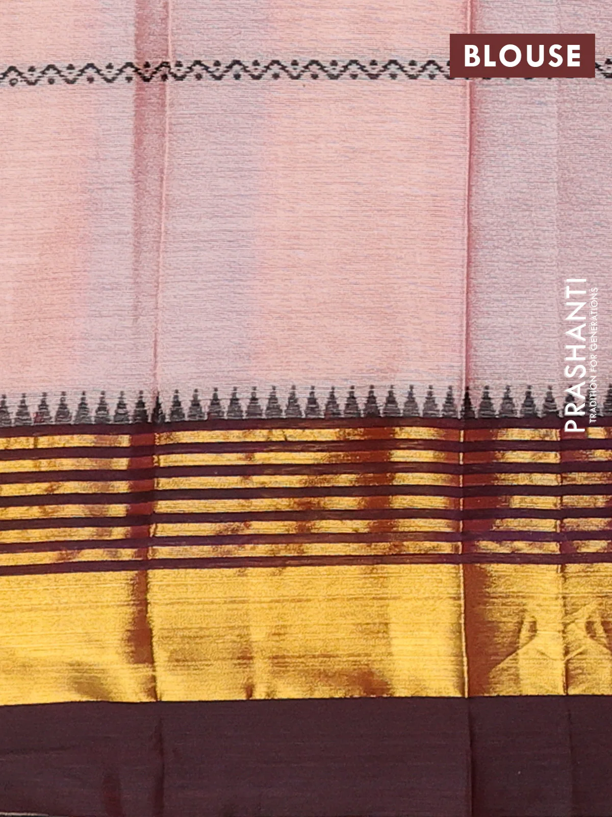 Narayanpet cotton saree peach shade and deep maroon with thread weaves and zari woven border - Image 4
