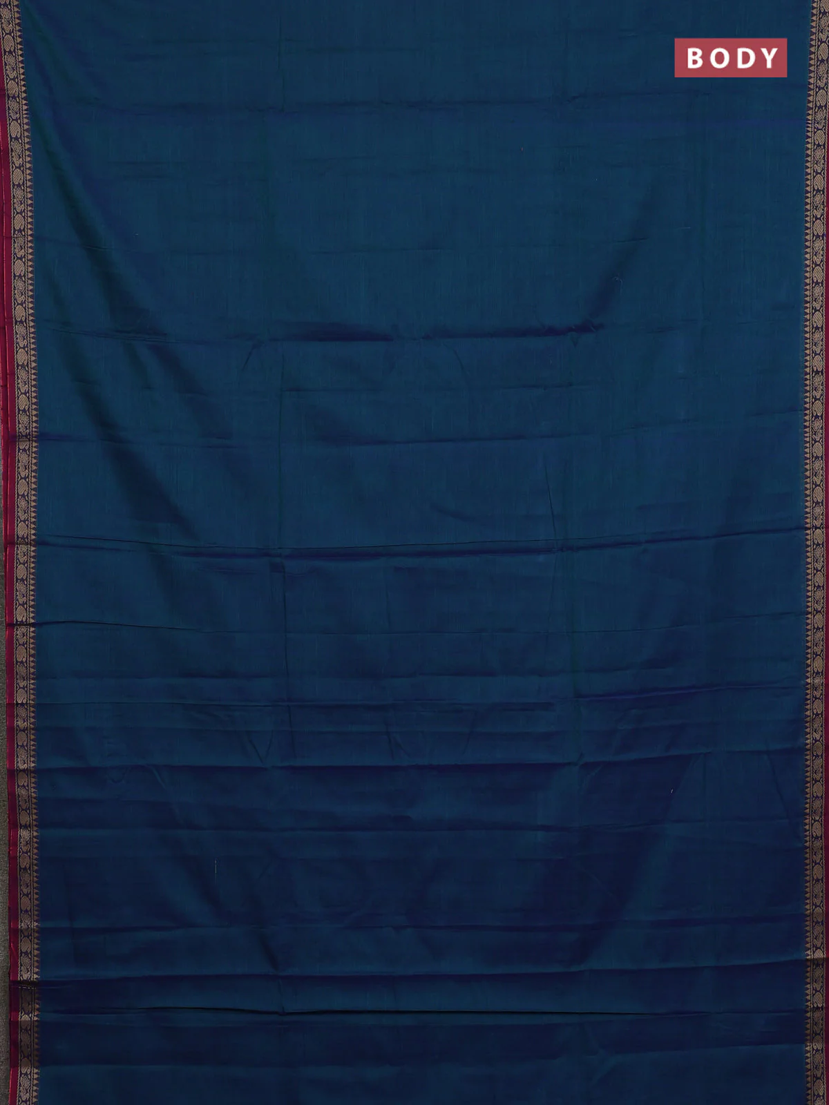 Narayanpet cotton saree peacock blue and maroon with plain body and thread woven border - Image 2