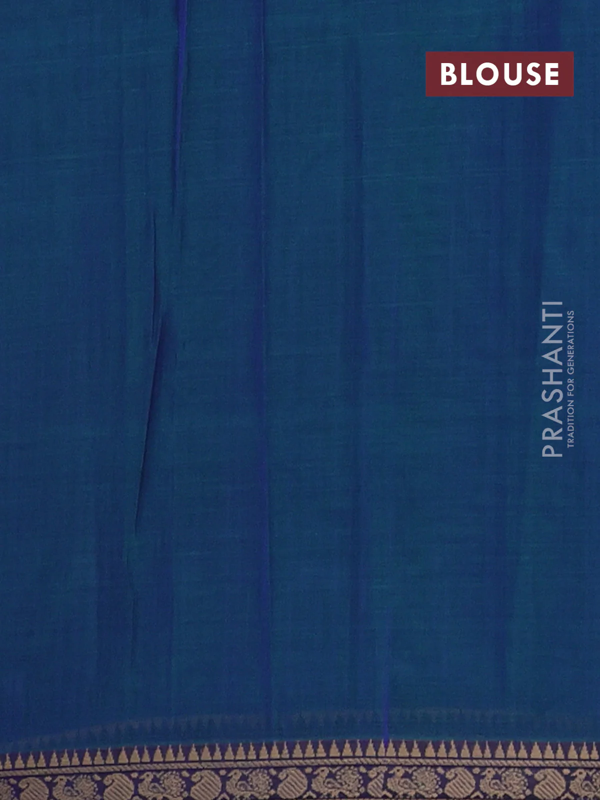 Narayanpet cotton saree peacock blue and maroon with plain body and thread woven border - Image 4