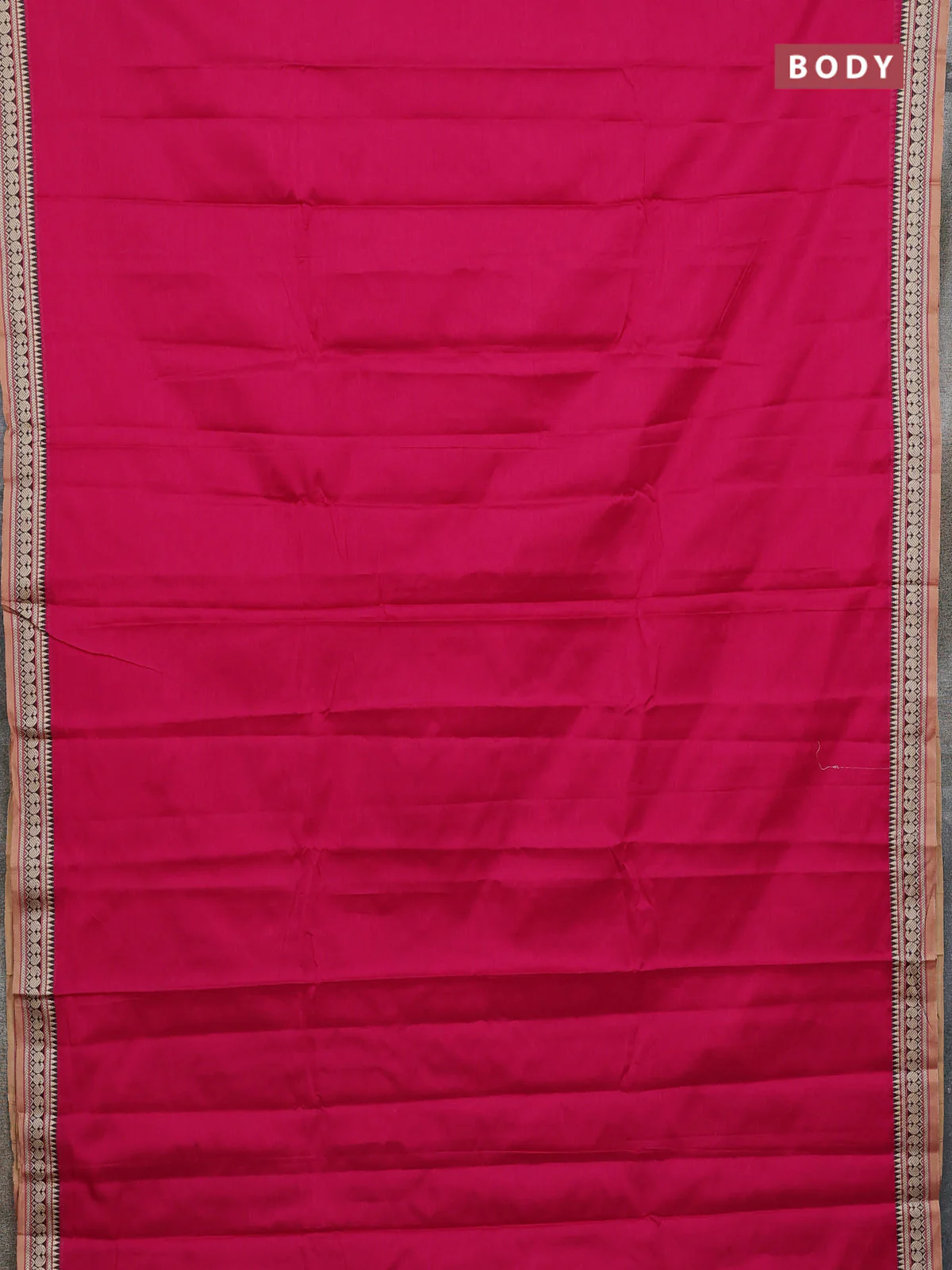 Narayanpet cotton saree pink and beige with plain body and thread woven border - Image 2