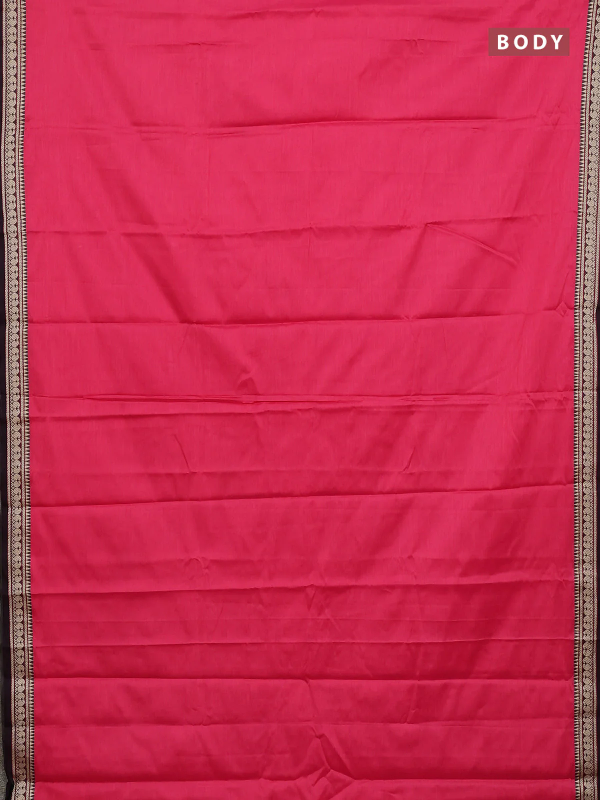 Narayanpet cotton saree pink and coffee brown with plain body and thread woven border - Image 2