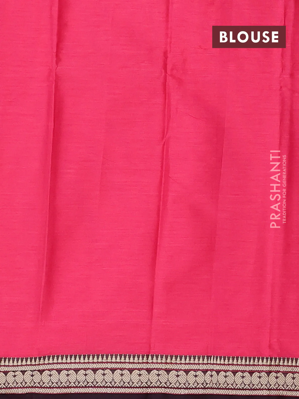 Narayanpet cotton saree pink and coffee brown with plain body and thread woven border - Image 4