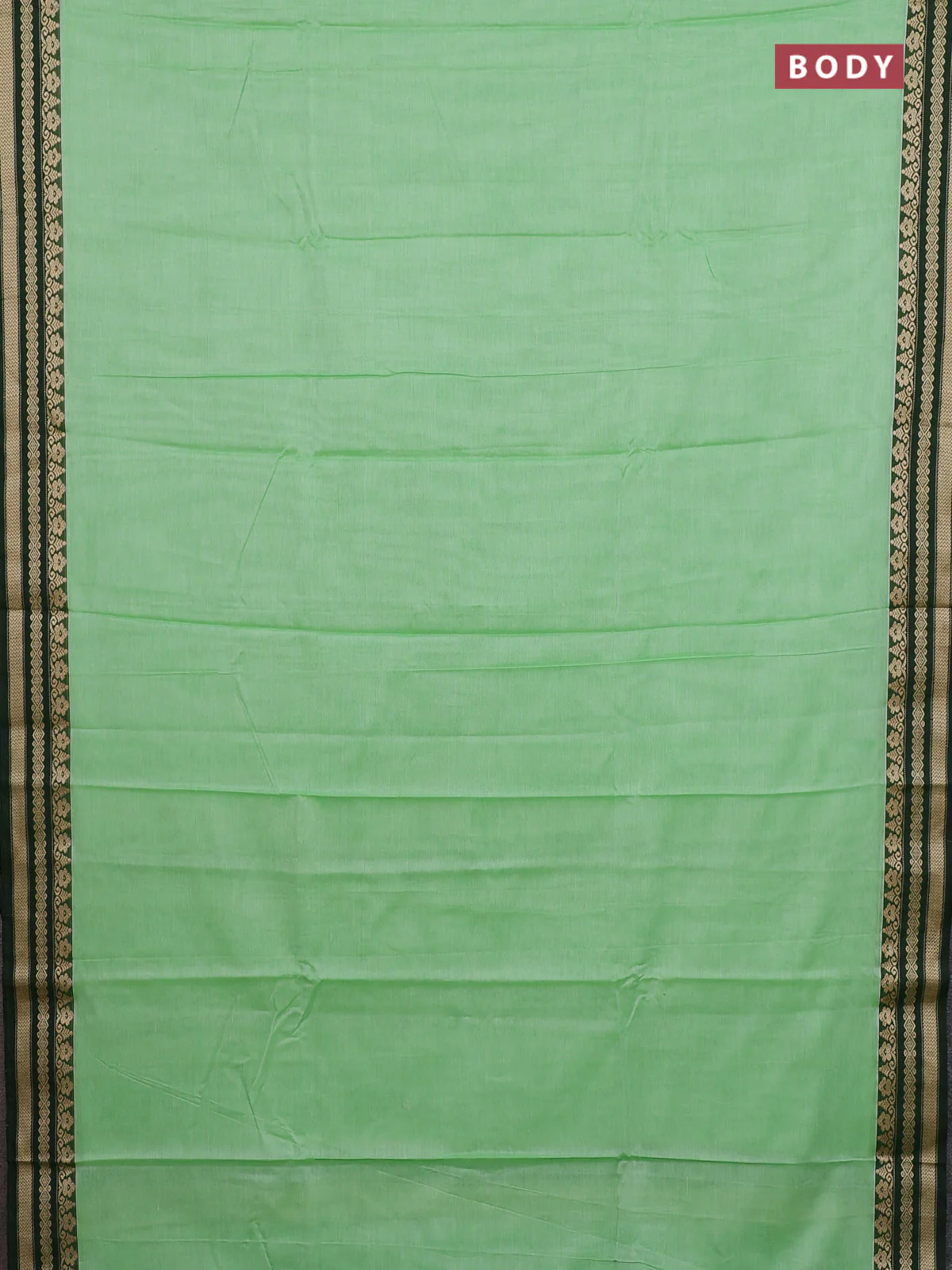Narayanpet cotton saree pista green and green with plain body and thread woven border - Image 2